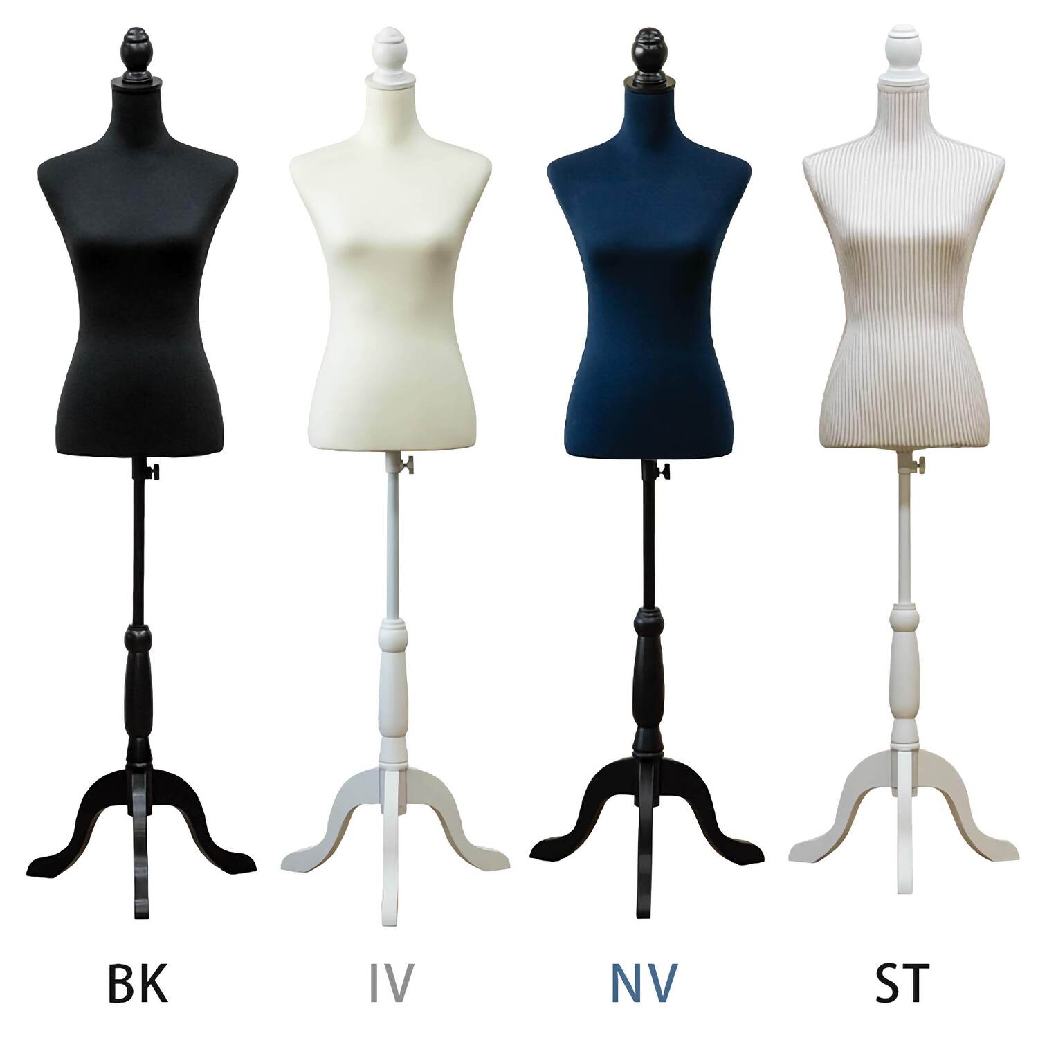 洋裁用トルソー 【CN-10】 IV(アイボリー) NV(ネイビー) BK(ブラック) ST(ストライプ) 色見本