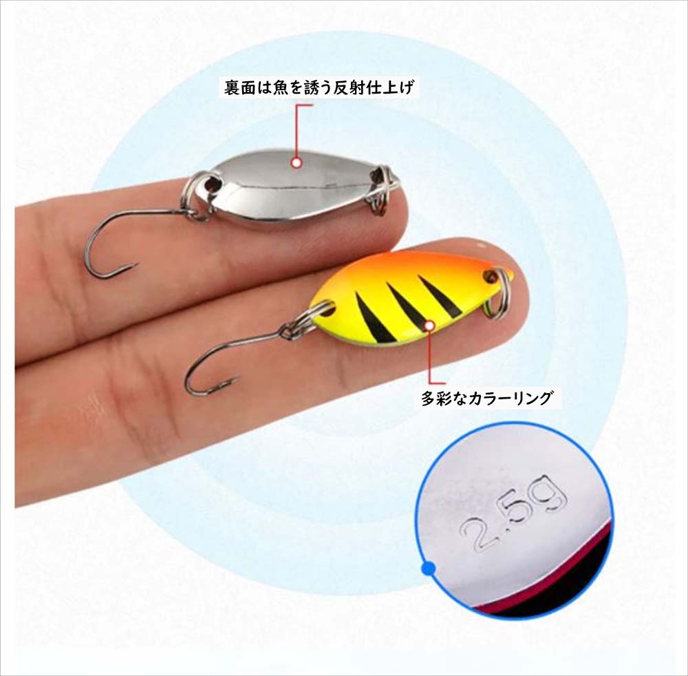 【スプーン12個セット】 管理釣り場 トラウト ルアー フック　淡水 海水 釣り フィッシング リール メタルジグ ブラックバスフィッシング 蓄光  夜光 バーブレスフック 返しなし-SGcreation