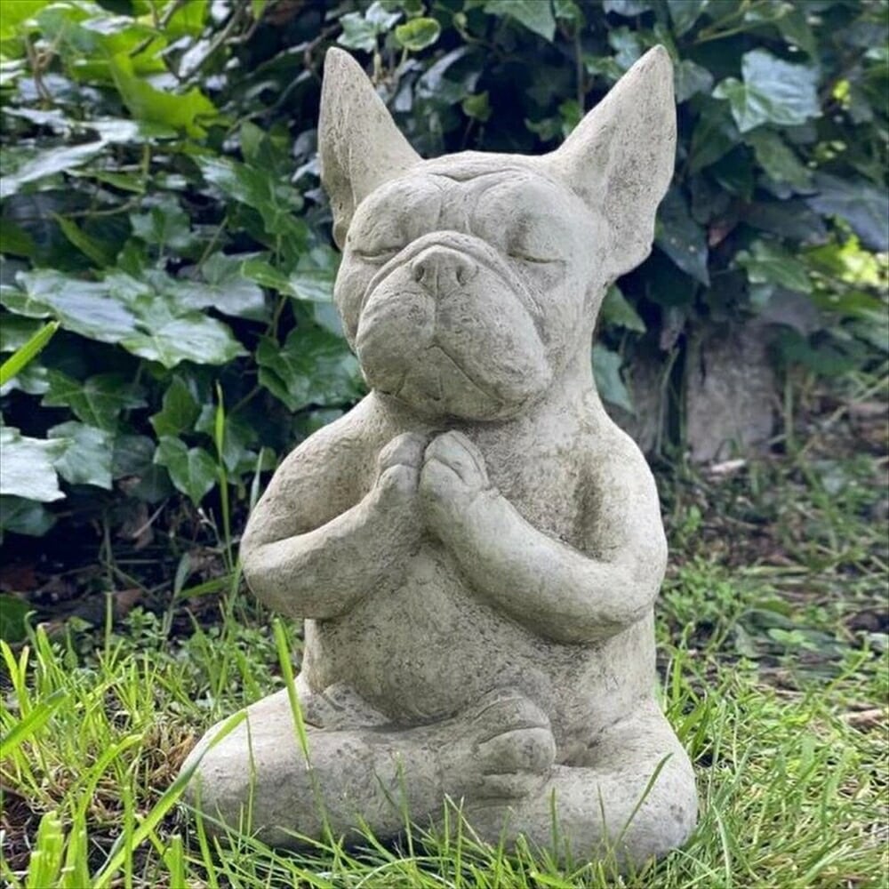 瞑想する犬 ブックエンドオブジェ ドッグ インテリア 置物 彫像 哲学
