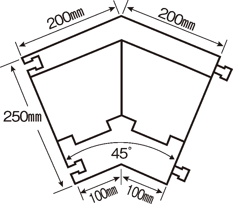 スリム収納シリーズ用コーナーピース寸法図