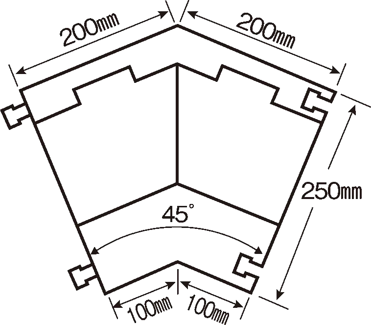 スリム収納シリーズ用コーナーピース寸法図