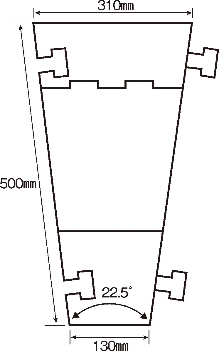 ワイド収納シリーズ用コーナーピース 寸法図