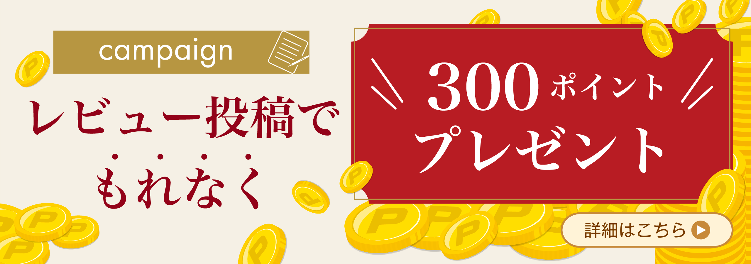 レビュー投稿でもれなく300ポイントプレゼント