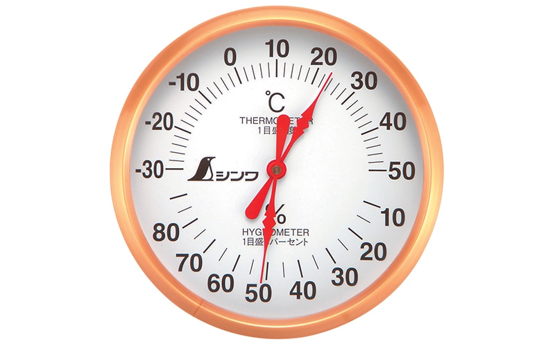 高品質 <br>シンワ 温湿度計 Ｆ−３Ｌ２ 熱中症注意丸型１５ｃｍ