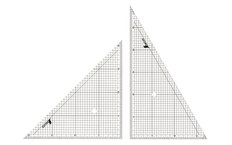 三角定規 アクリル製 ３０㎝ 方眼目盛付 ２枚組-シンワオンラインショップ