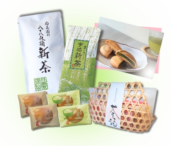 竹籠入り新茶ギフトセット