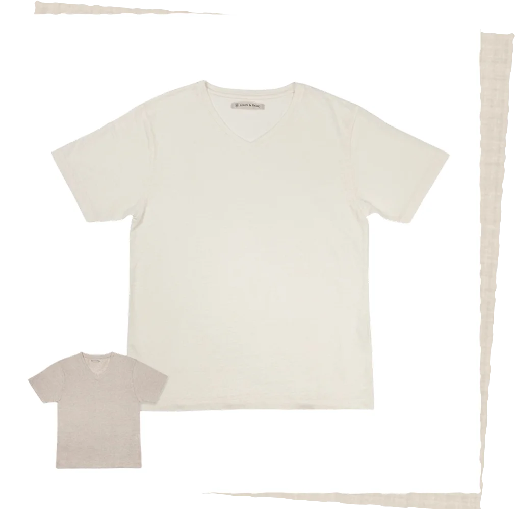 リネンのVネックTシャツ