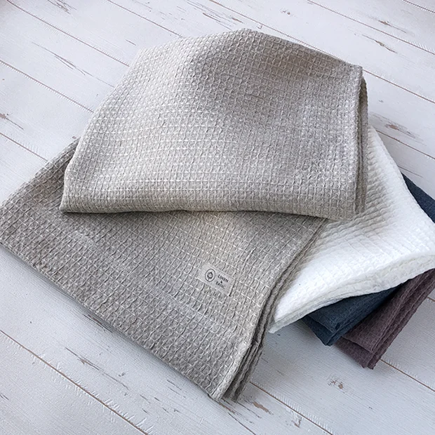 リネンのワッフルバスタオル LINEN & BASIC