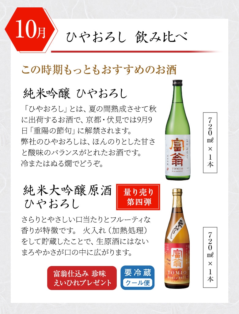 10月 ひやおろし 飲み比べ