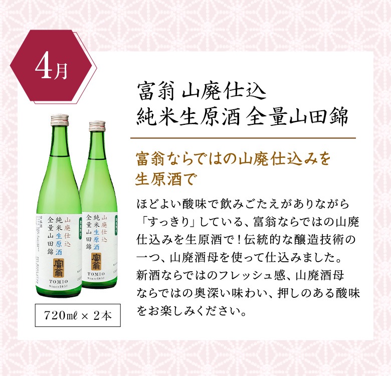 4月 山廃仕込 純米生原酒 全量山田錦 720ml×2本
