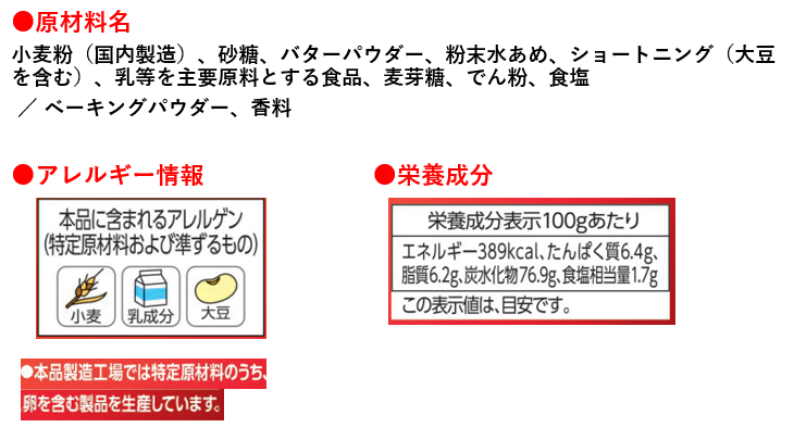 原材料名・アレルギー情報・栄養成分