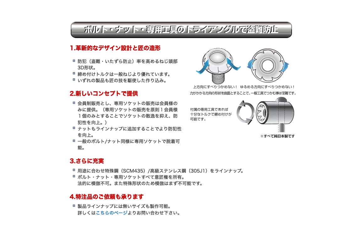 盗難防止ボルト ユニファスiGuard リアラダー用 | JB64・JB74パーツ