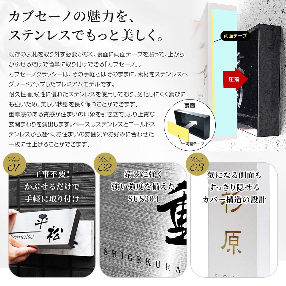 古くなった表札を外さずリニューアル！かぶせる表札 カブセーノ