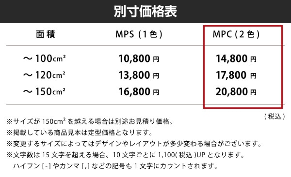 mpcサイズ価格表