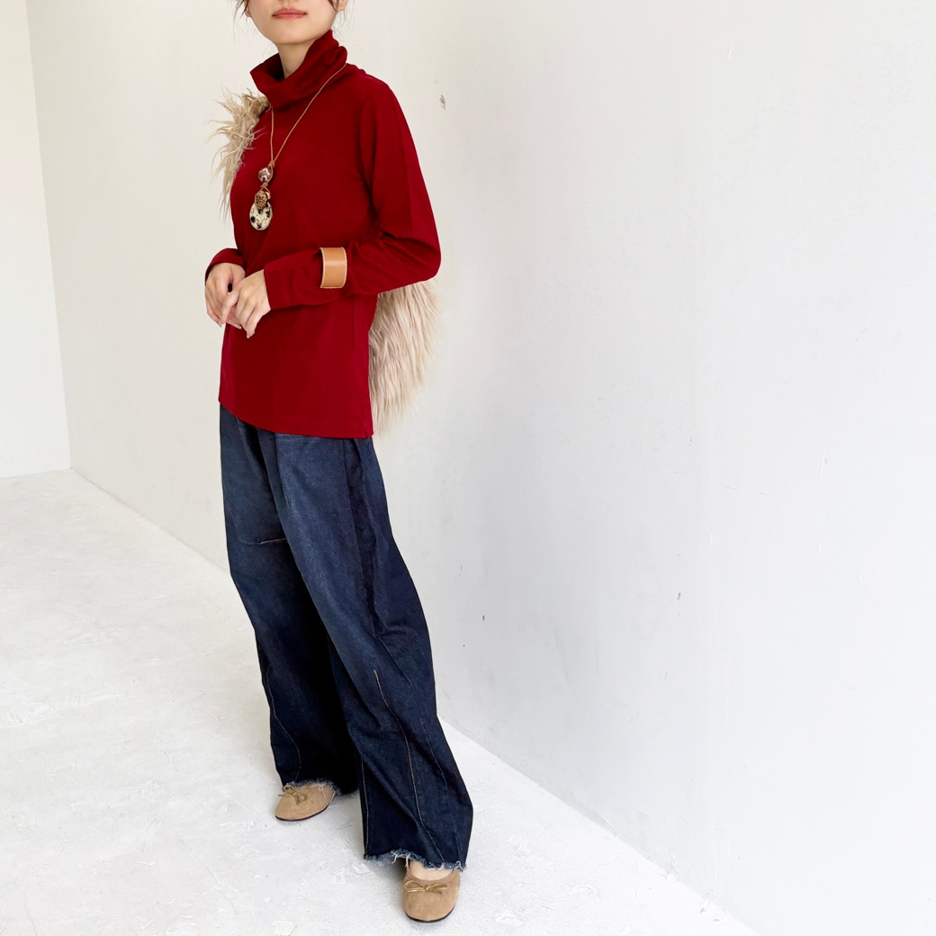 ウォッシャブルウール＿タートルネック長袖＿着心地抜群のきれい目