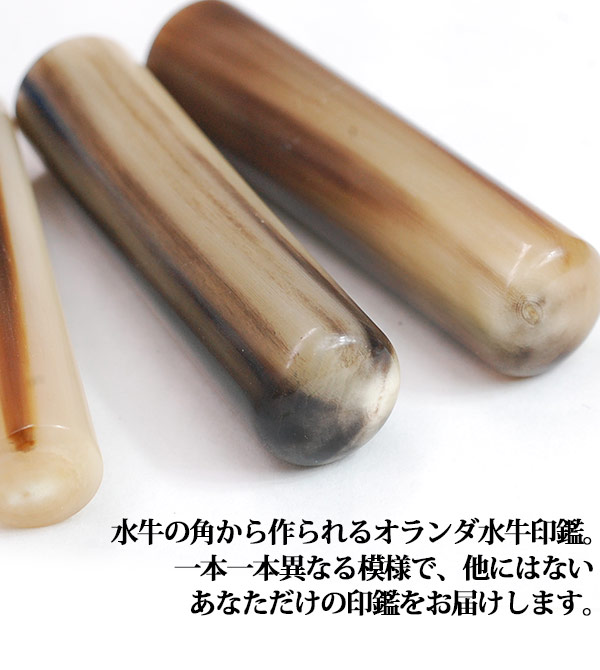 個人印鑑 オランダ水牛（牛角） ケース付3本セット （12.0/13.5/15.0