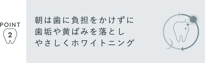 朝は歯に負担をかけずに歯垢や黄ばみを落としやさしくホワイトニング