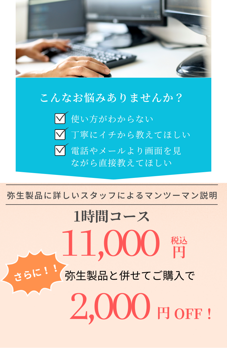 弥生ソフトの操作説明をリモートでマンツーマンサポート