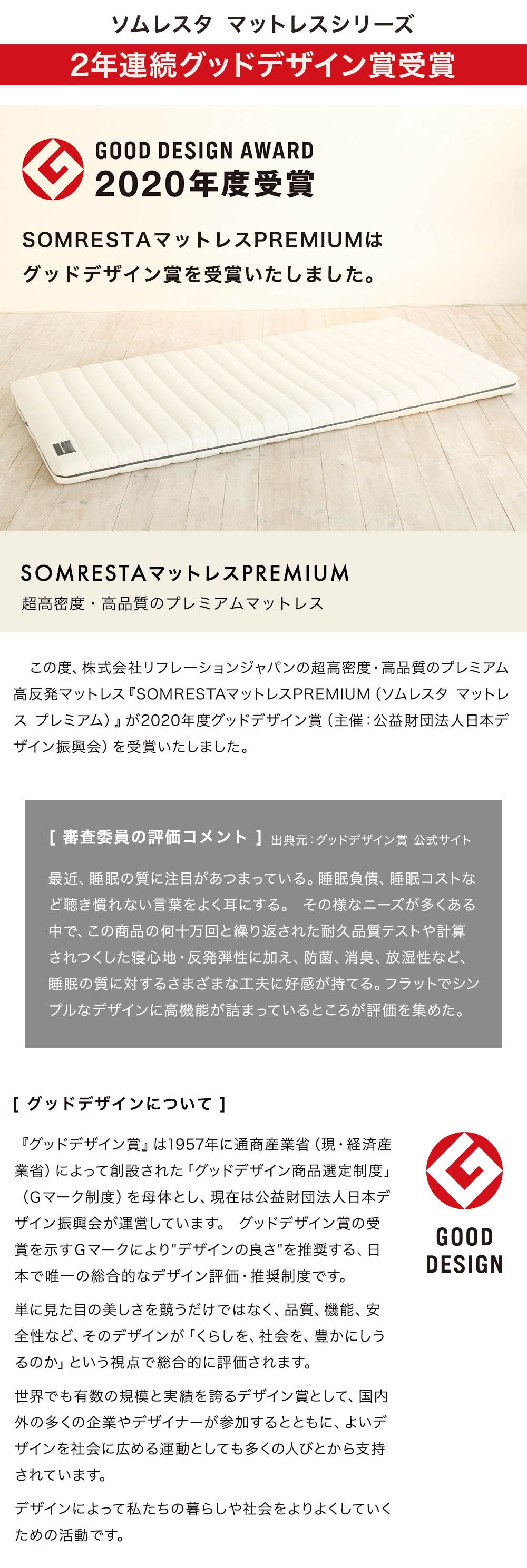 SOMRESTA（ソムレスタ）マットレス PREMIUM セミダブル 高反発 厚