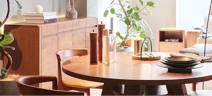 サークル ダイニングテーブル 112 アンバー PURO