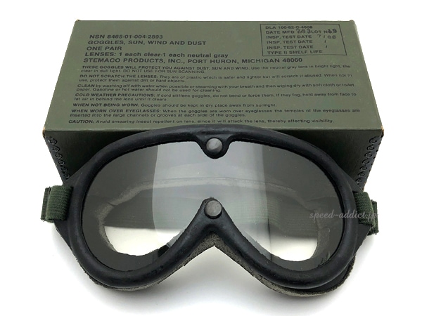 【米軍放出品】Dead Stock 新品 箱付 M44 SUN WIND AND DUST  GOGGLE（GIデッドストックサンウィンドダストゴーグル）BLACK-SPEED ADDICT