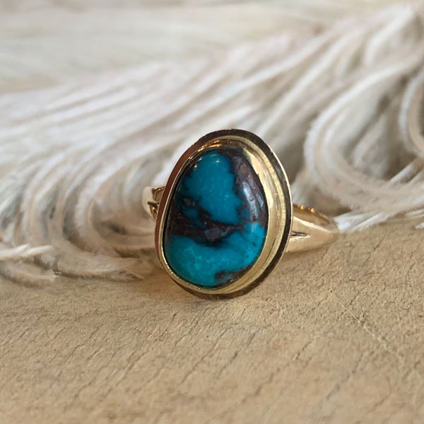 Bisbee Turquoise 14KYG Ring（ビズビーターコイズ 14K金無垢リング）-SPEED ADDICT