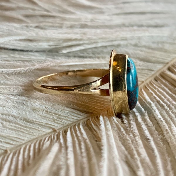 Bisbee Turquoise 14KYG Ring（ビズビーターコイズ 14K金無垢リング 