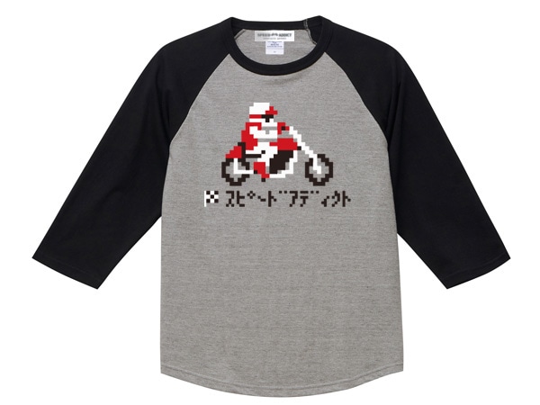 8bit モーターサイクル Raglan 3/4 Sleeves  T-shirt（8ビットMOTORCYCLEラグラン3/4スリーブTシャツ）-SPEED ADDICT