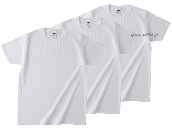 FRUIT OF THE LOOM 日本人向け仕様 T-shirt 3pc SET（フルーツオブザルームTシャツ3枚組）WHITE-SPEED  ADDICT