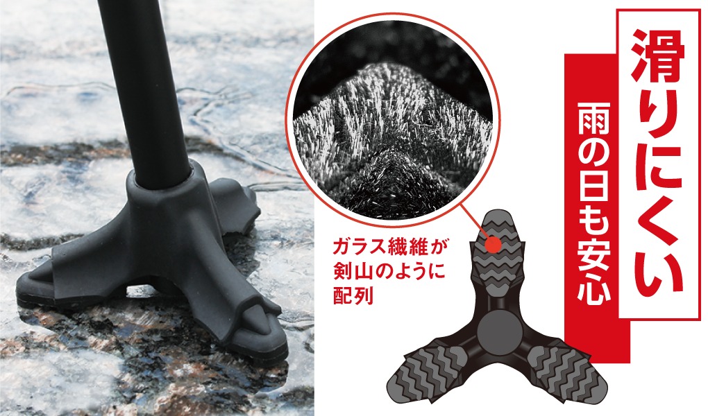 滑りにくい3点先ゴム