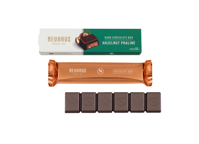 DARK CHOCOLATE BAR - HAZELNUT PRALINÉ