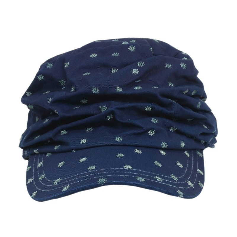 藍染め 水玉 しわしわ ワークキャップ 帽子 刺繍 レディース キャップ コットン 可愛い カジュアル