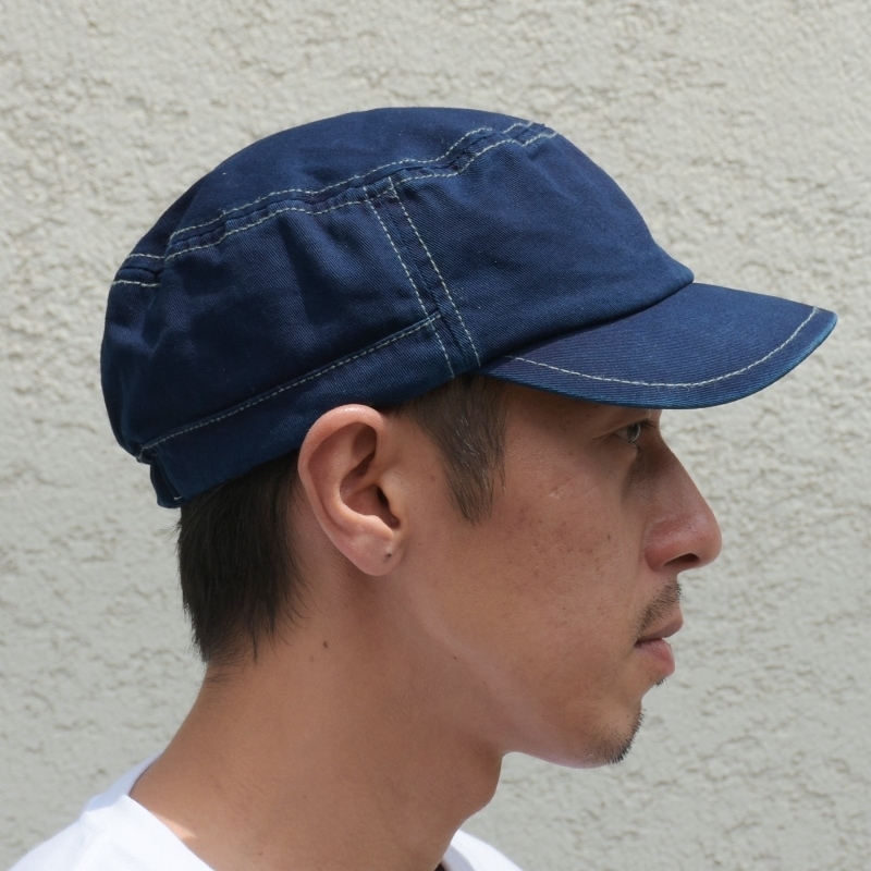 藍染め ワークキャップ CAP 帽子 コットン ゴム ミリタリー カジュアル メンズ レディース