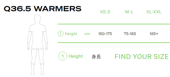 【Q36.5】WARMERS sizechart / ウォーマー サイズチャート