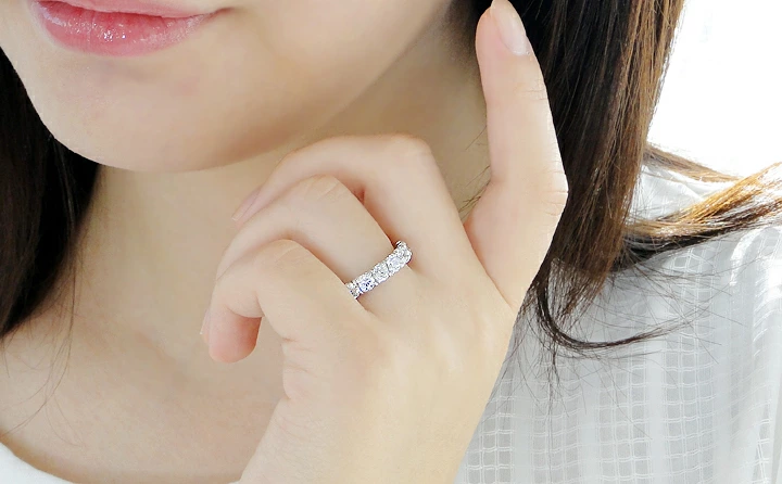 天然ダイヤモンド ハート&キューピッド ハーフエタニティリング ソーティング付きリング(指輪)