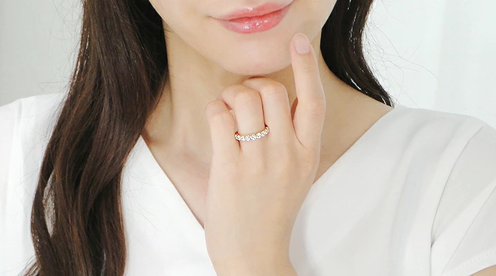 K18YG グラデーションダイヤモンドハーフエタニティリング