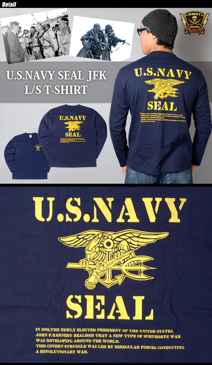 ミリタリーショップ専門店 SWAT | SWAT ORIGINAL（スワットオリジナル） U.S NAVY SEAL（JFK）バックプリント Tシャツ  長袖 | SWAT ORIGINAL（スワットオリジナル）,Tシャツ 