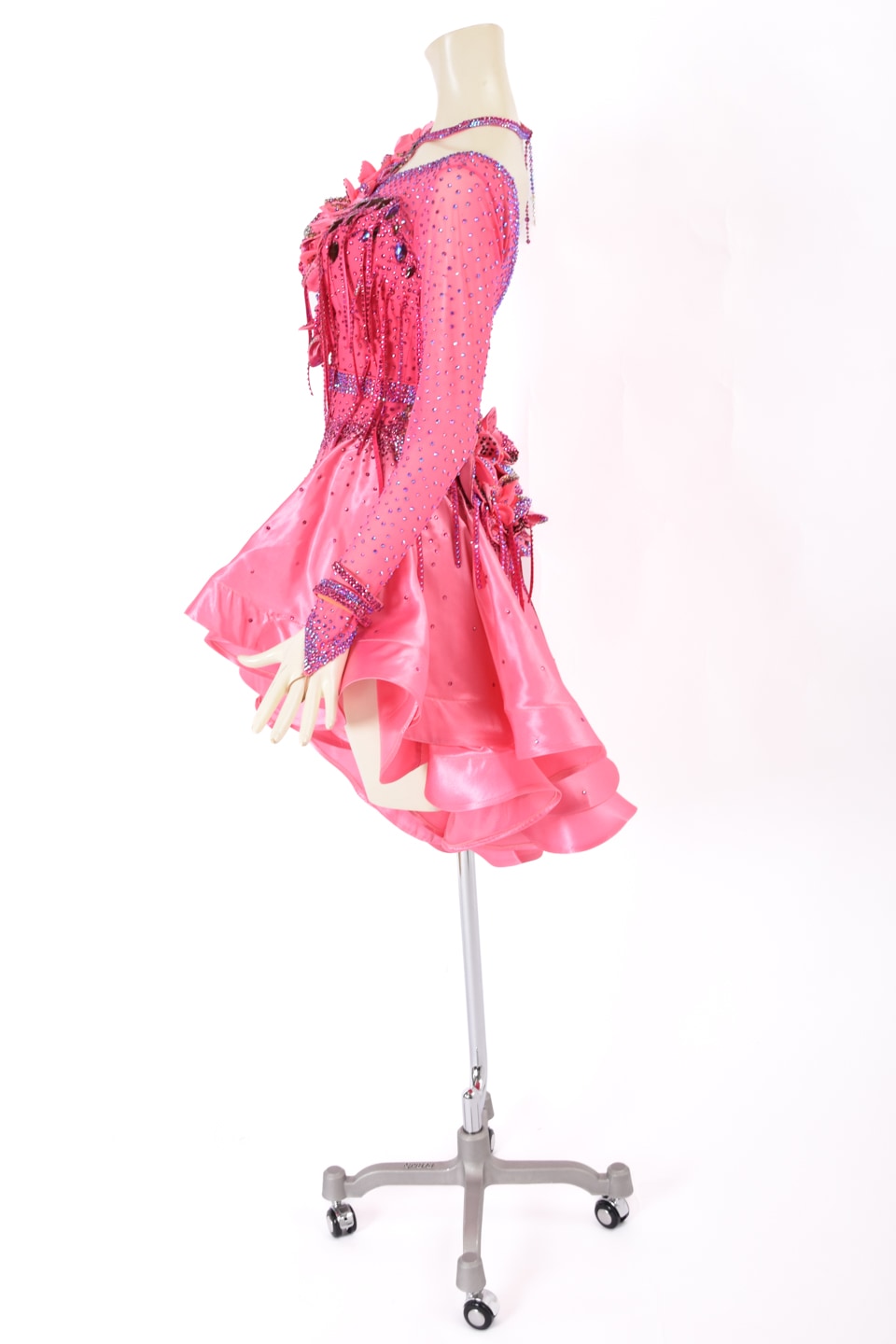ラテンドレス WL0115D エレクトリックピンク L 社交ダンス タカダンス