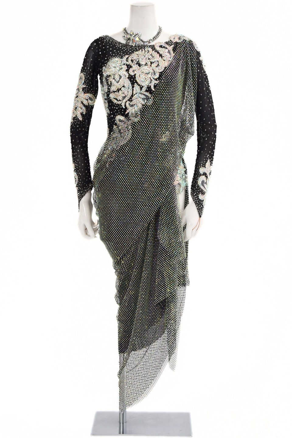 ラテンドレス WL0138D ブラック/クリスタル L 社交ダンス タカダンス