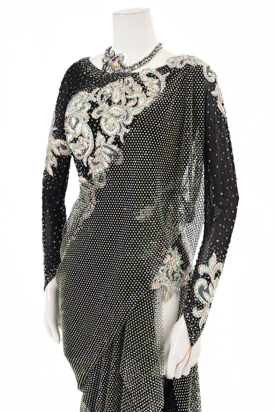 ラテンドレス WL0138D ブラック/クリスタル L 社交ダンス タカダンス