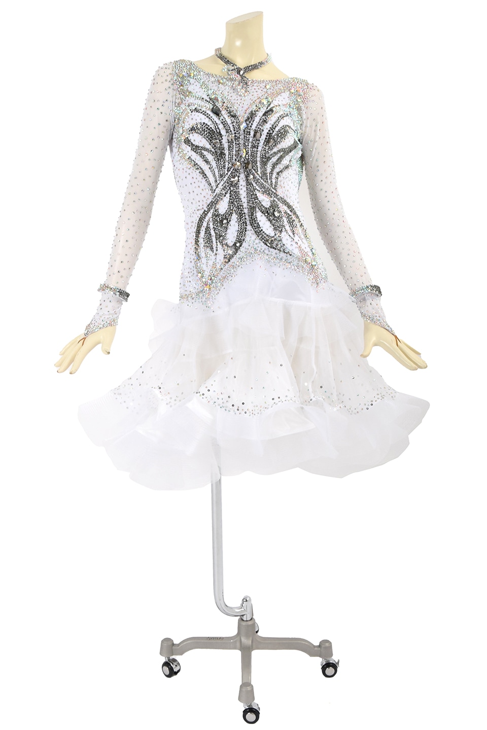 【タカダンス★社交ダンスドレス】 ラテンドレス WL0148D ホワイト M 社交ダンス タカダンス | LADIES