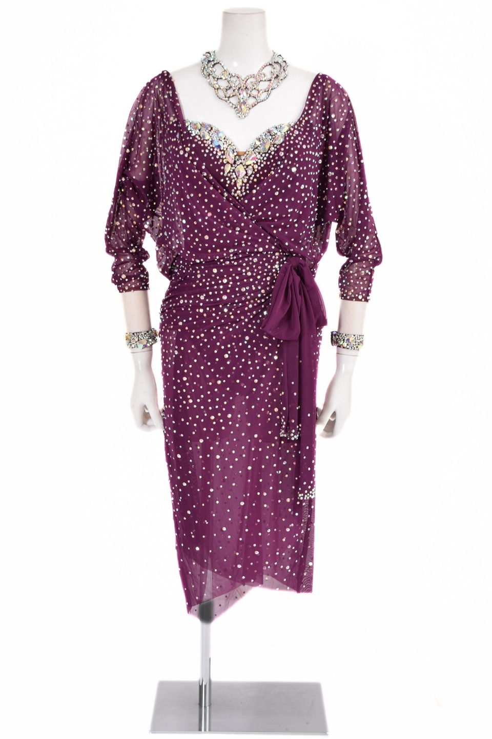 みねこ 　タカダンス　プロ使用　華やかなラテンドレス 黒とピンク ラテンドレス WL0157D プラム M 社交ダンス タカダンス | LADIES