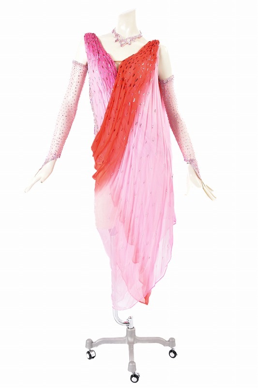 社交ダンスドレス ラテン ピンク (新品） M ラテンドレス