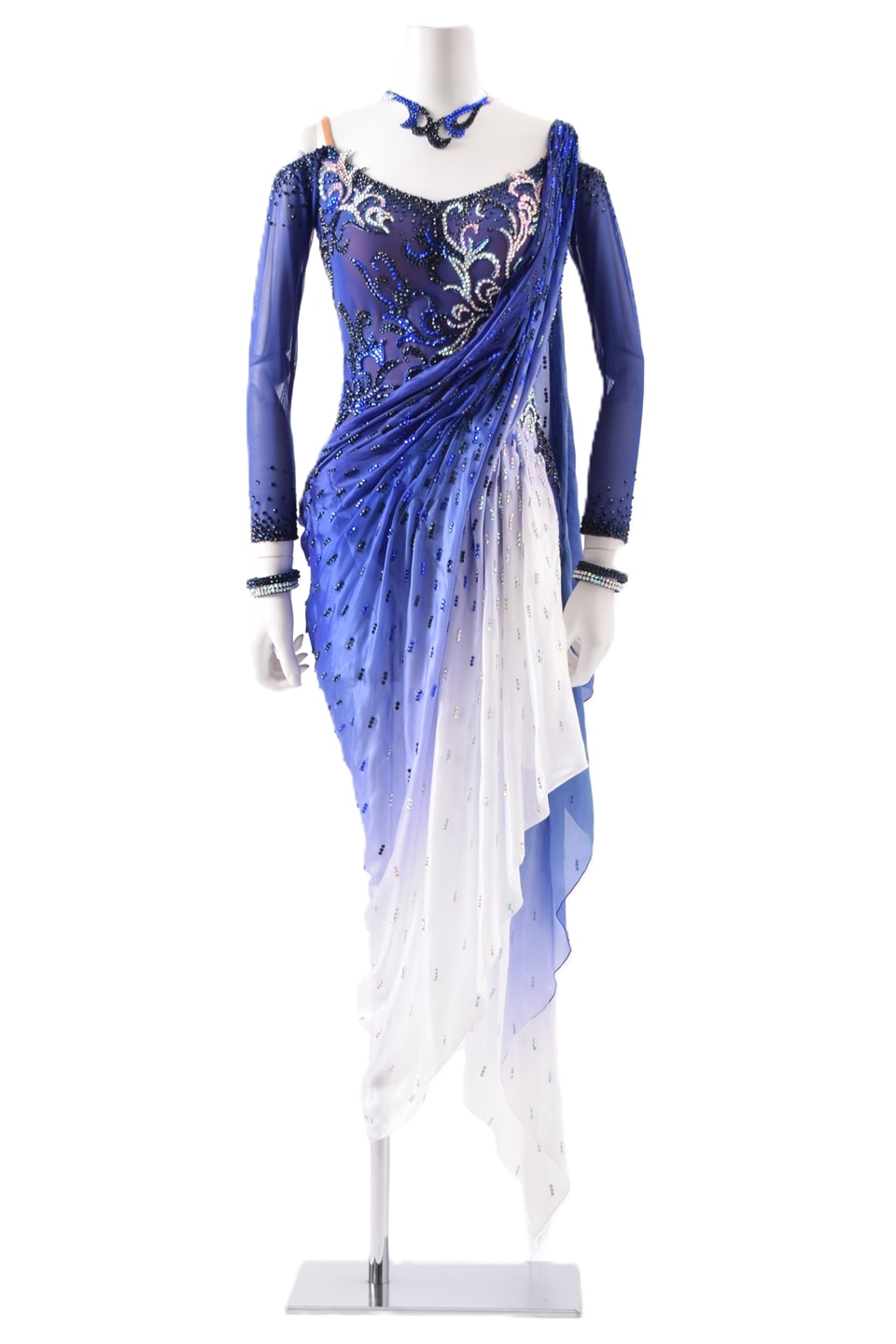 社交ダンス ドレス☆衣装☆ラテン☆ドレス☆ネイビー ラテンドレス WL0129D ネイビー L 社交ダンス タカダンス