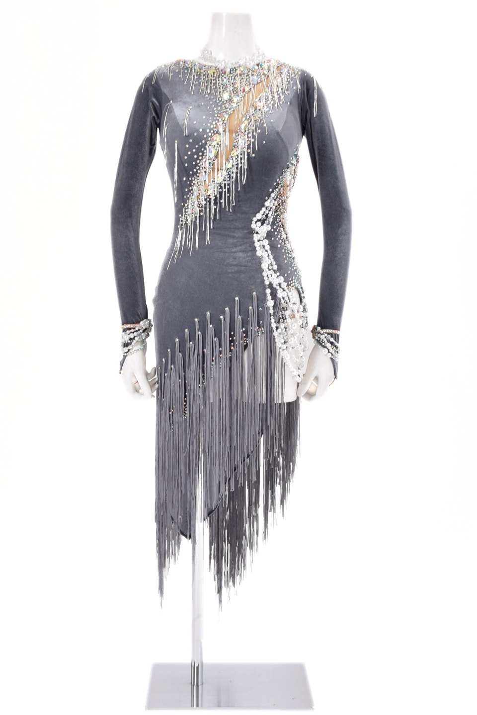 新品★ラテンドレス★SM〜M★社交ダンス★シルバー★スパンコール★競技会 ラテンドレス WL0186D ヘマタイト S 社交ダンス タカダンス | LADIES