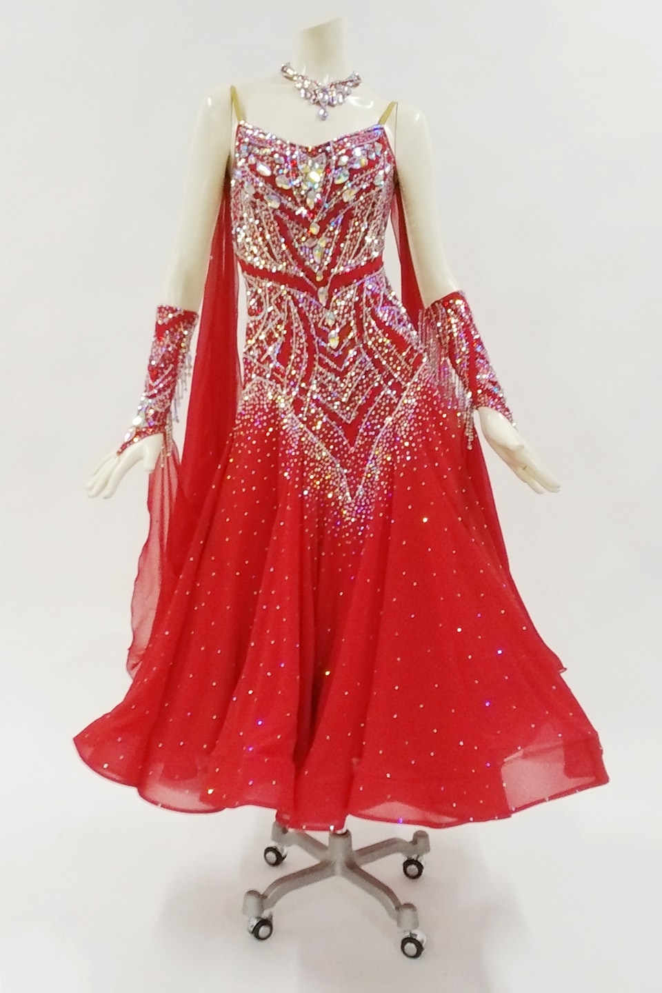 RS社製　社交ダンス　ボールルーム　スタンダード　ドレス スタンダードドレス WS0553 レッド Ⅱ M 社交ダンス モダンドレス
