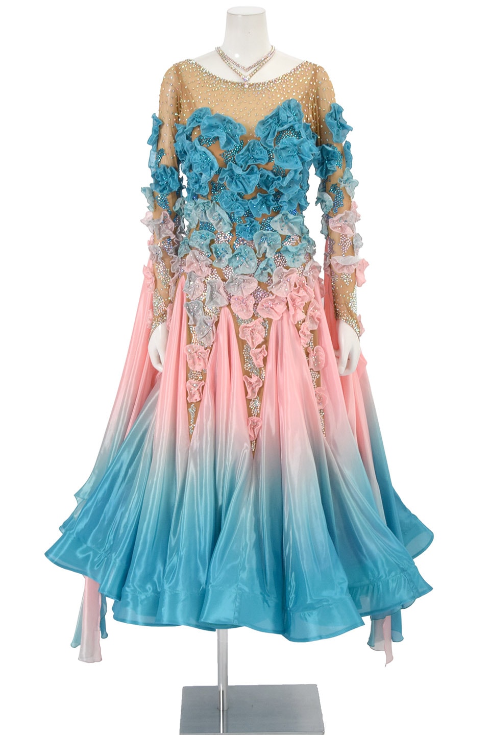 社交ダンス♡タカダンス　モダン　スタンダードドレス スタンダードドレス WS0588AD ジェード/シュガーピンク M 社交ダンス