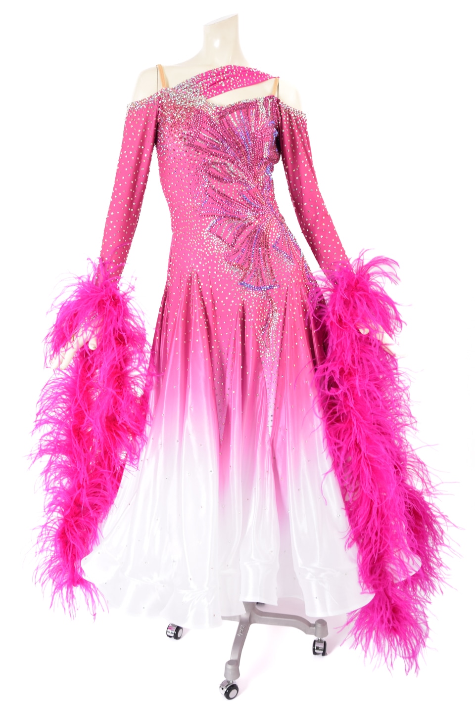 スタンダードドレス WS0632D フーシャピンク/ホワイト L 社交ダンス