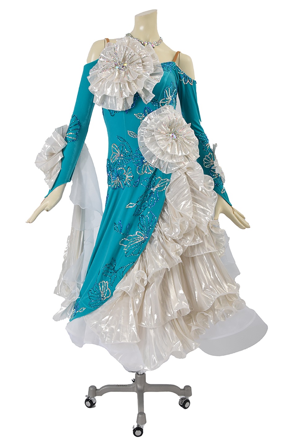 社交ダンス ドレス スタンダード スタンダードドレス モダン 白