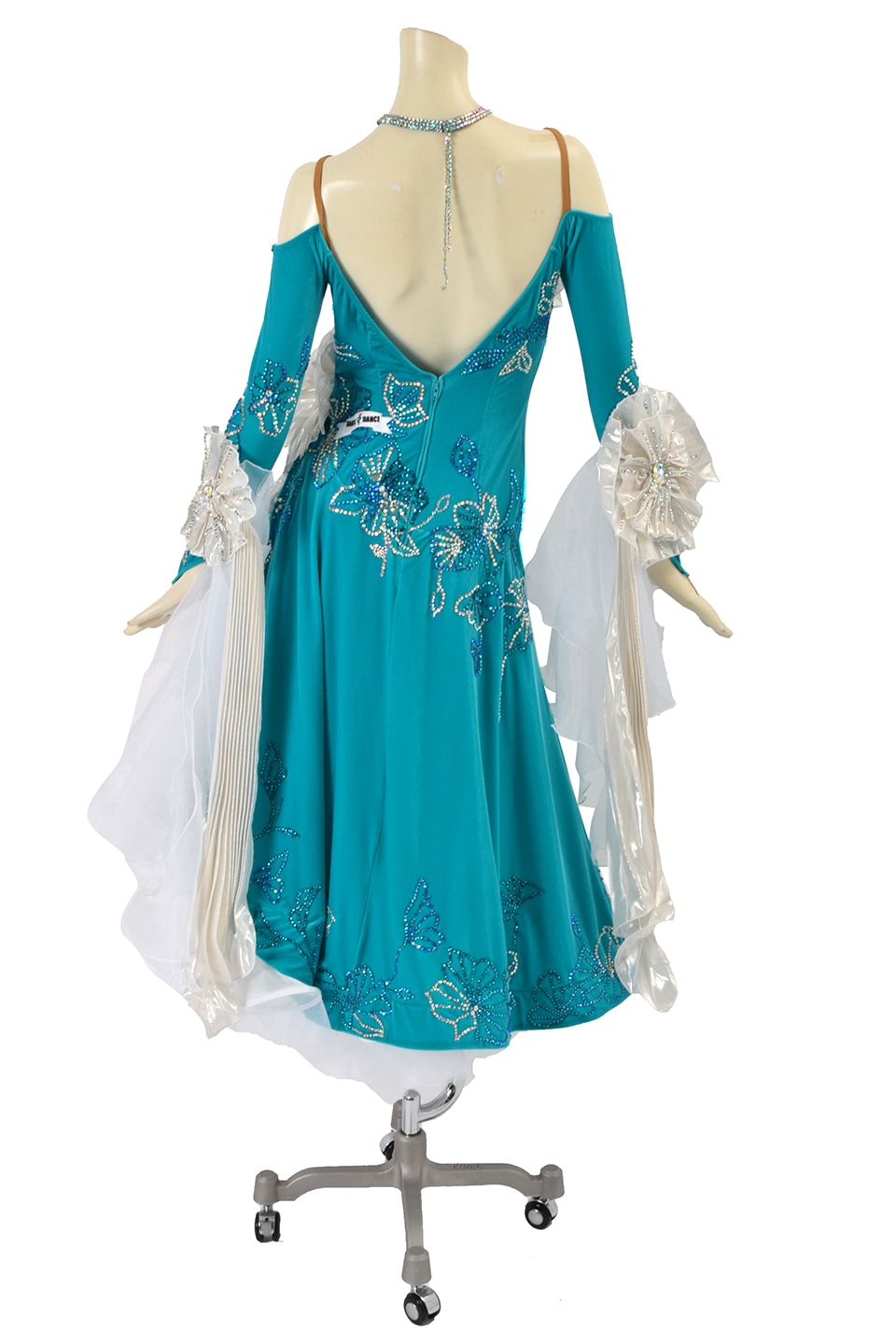 スタンダードドレス WS0657D ピーコックブルー/ホワイト M 社交ダンス